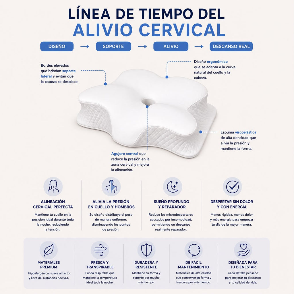 Almohada Cervical Ergonómica Memory Foam Kaiva